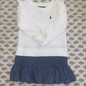 Polo by Ralph Lauren Kids White and Blue Ruffle Sweatshirt